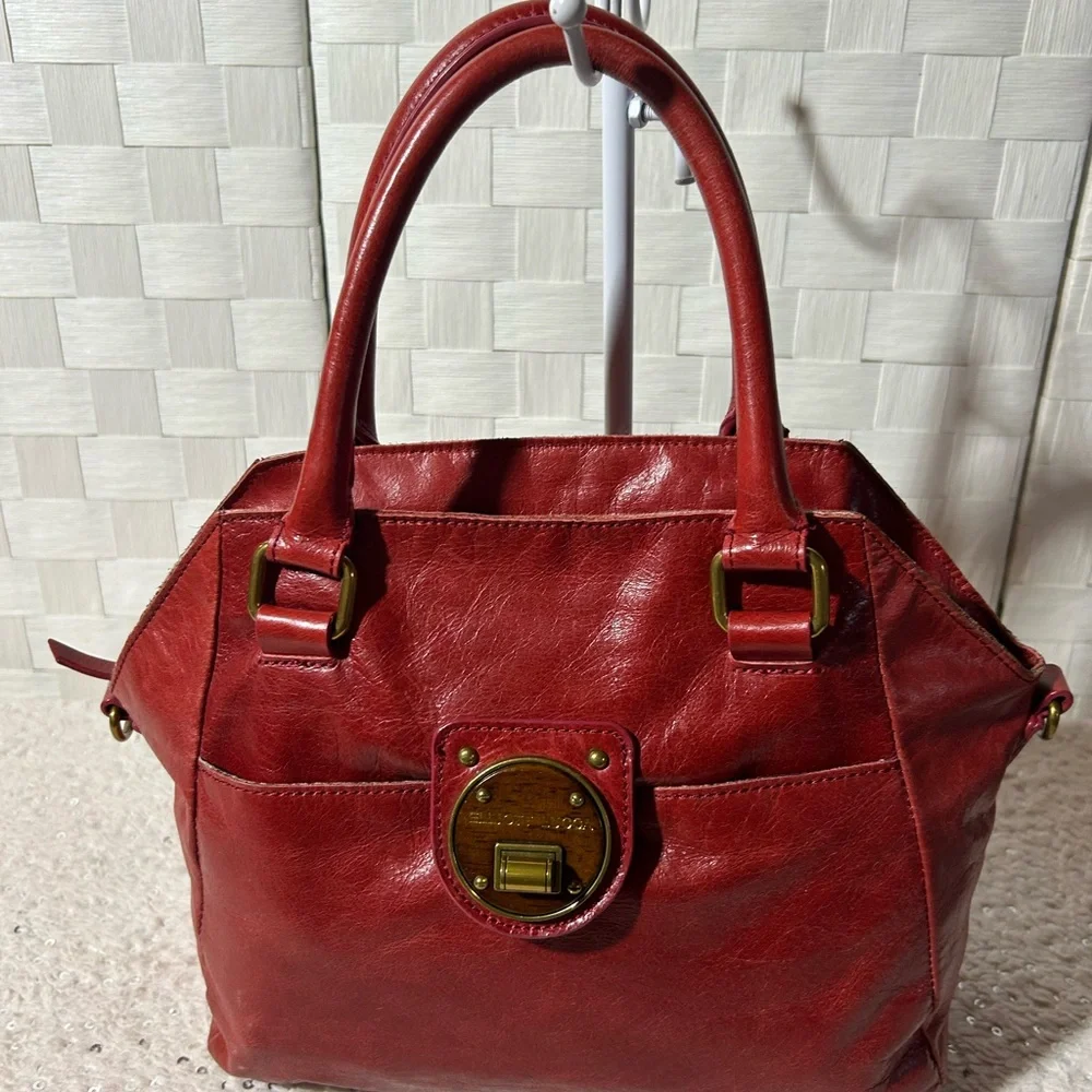 Elliott Luca Red Leather Handbag satchel - Picture 3 of 12